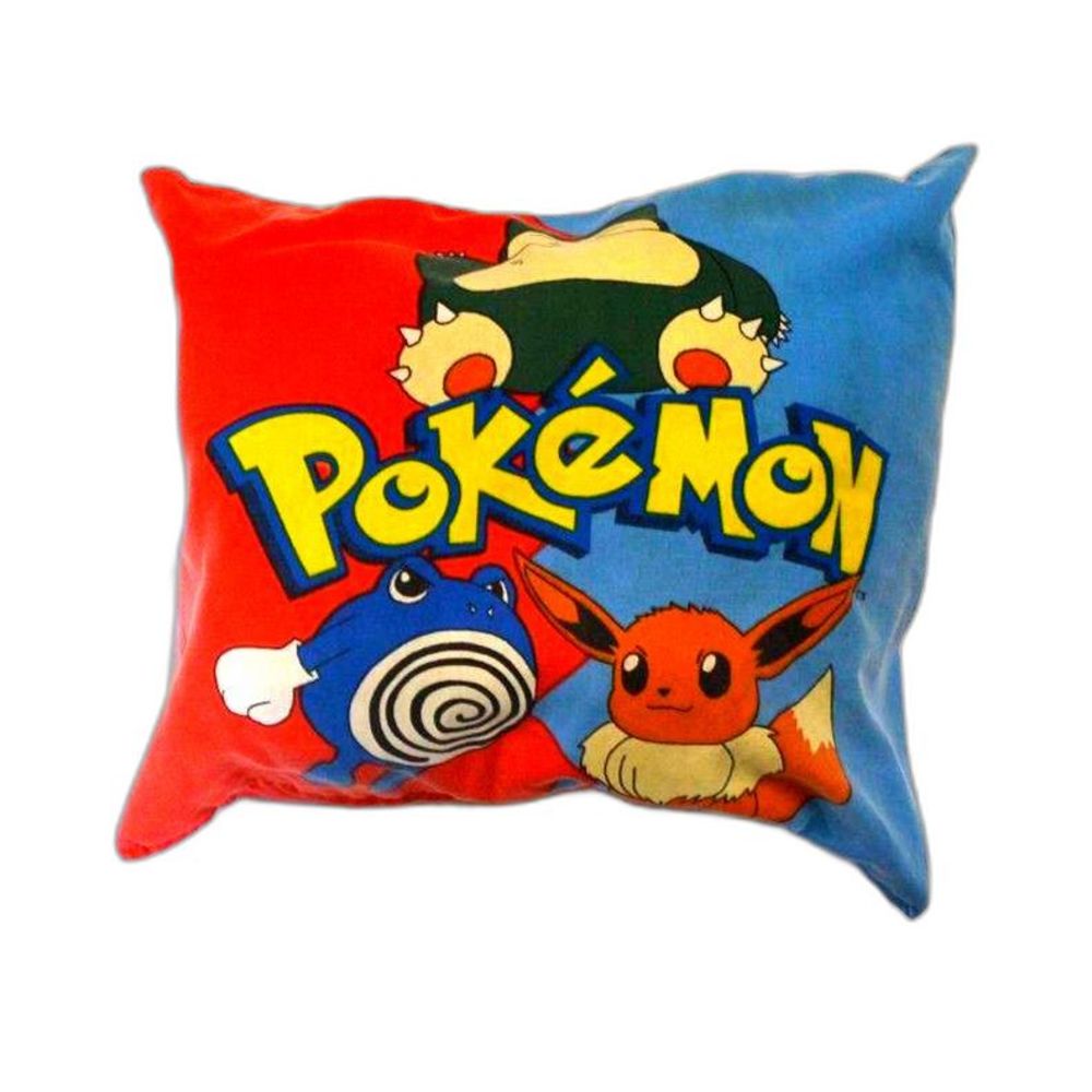 Vintage Pokemon 1998 Throw Pikachu, Snorlax, Eevee, Poliwrath Pillow 2 Sides